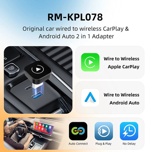 Adaptateur CarPlay & Android Auto Sans Fil 2-en-1